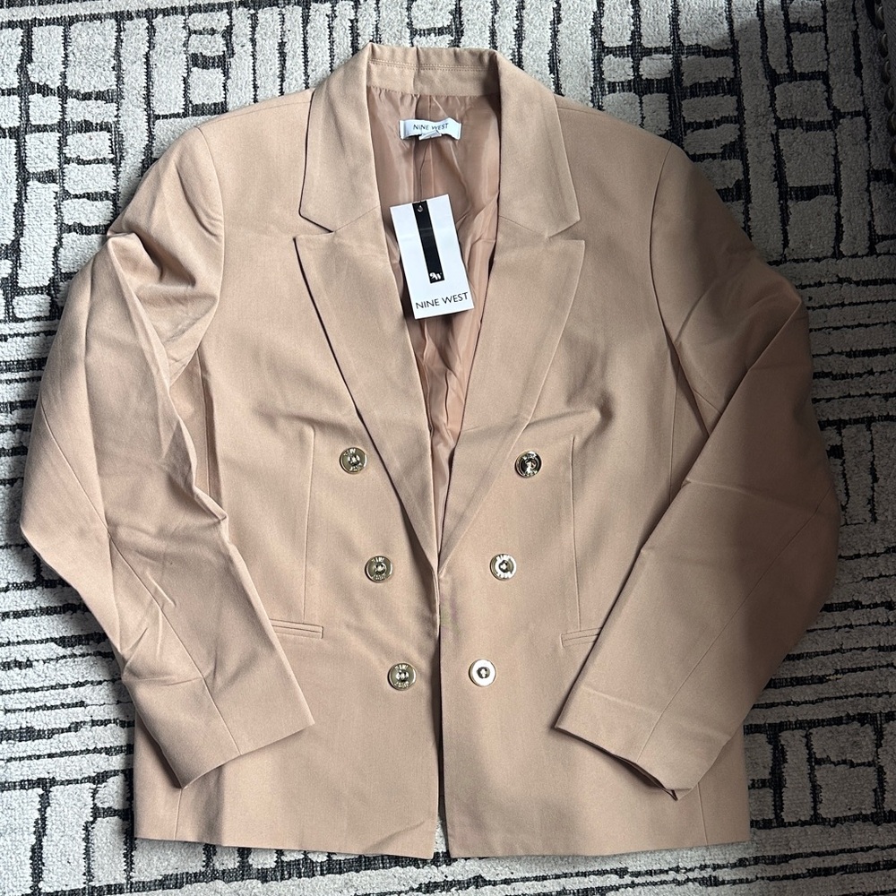 Nine West Women's Tan Double-Breasted Blazer